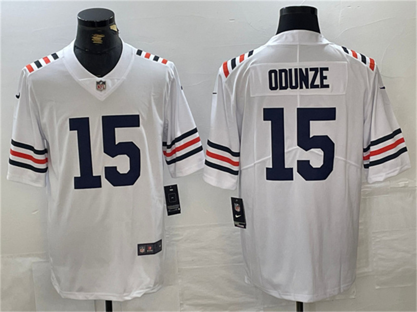 Men's White Chicago Bears #15 Rome Odunze 2024 Draft Vapor Stitched Football Jersey